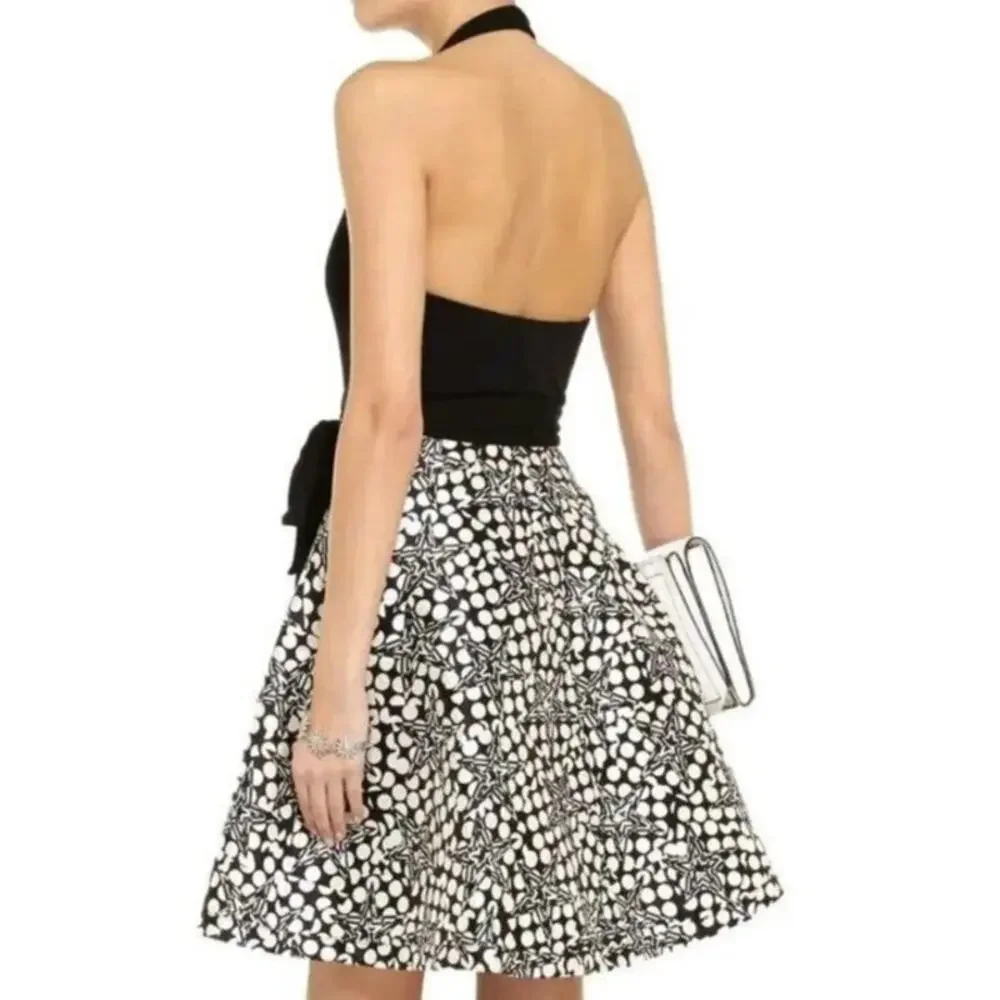 DVF Amelia Halter Wrap Dress Star Print Black White Size 4 NWT Classic Party - Picture 4 of 15
